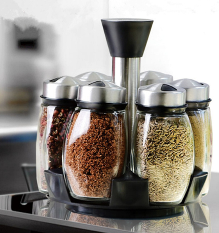 Pepper and Salt Cruet Glass Kitchen Spice Rack Set