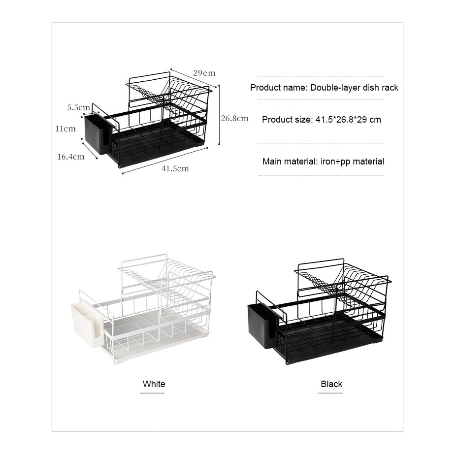 Wholesale Double Tier Metal Wire Kitchen Dish Storage Rack