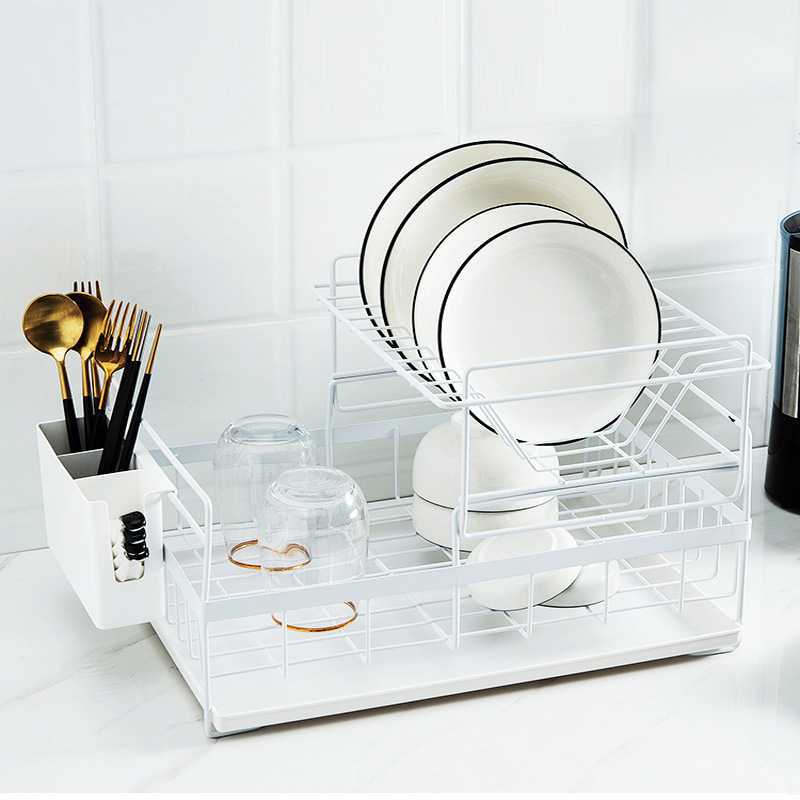 Wholesale Double Tier Metal Wire Kitchen Dish Storage Rack