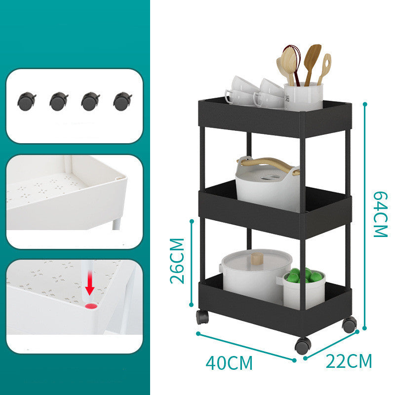 Bathroom Kitchen Mobile Trolley Storage Rack