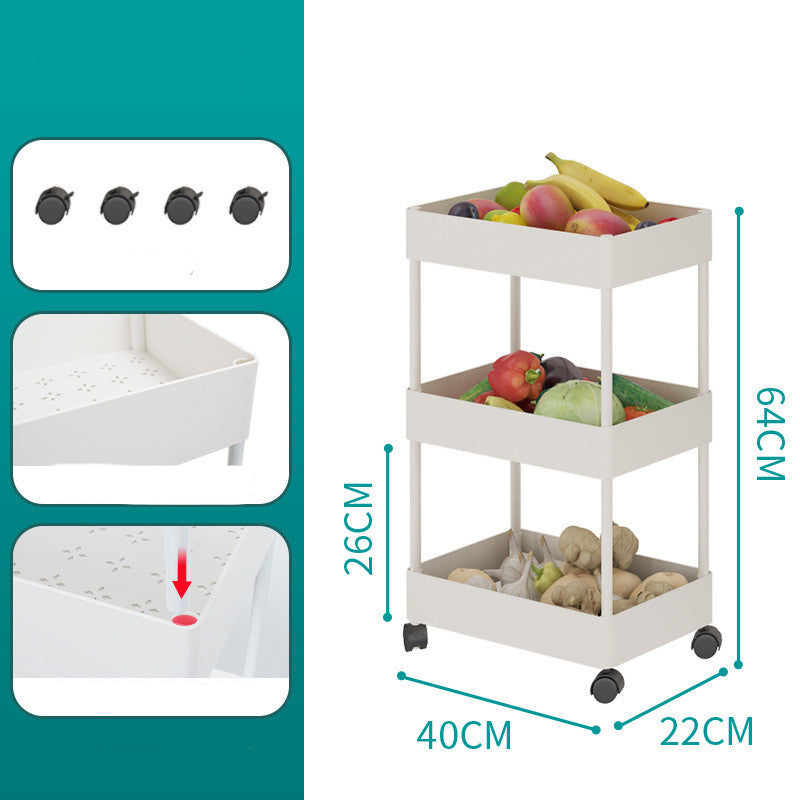 Bathroom Kitchen Mobile Trolley Storage Rack