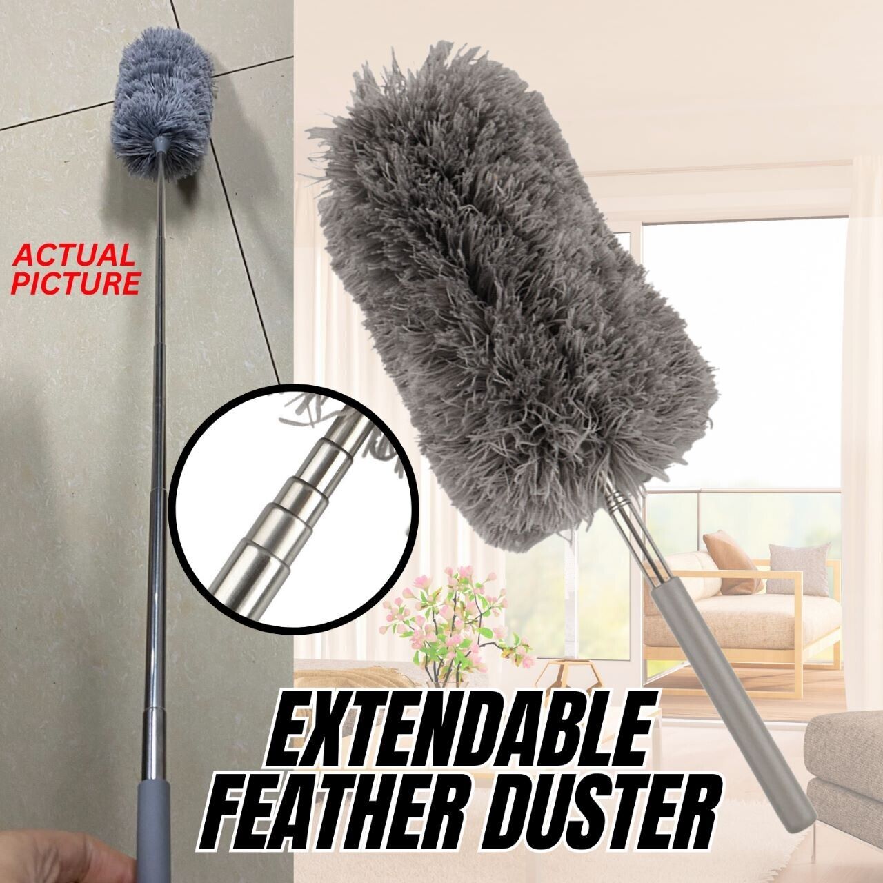 Adjustable Soft Microfiber Feather Duster