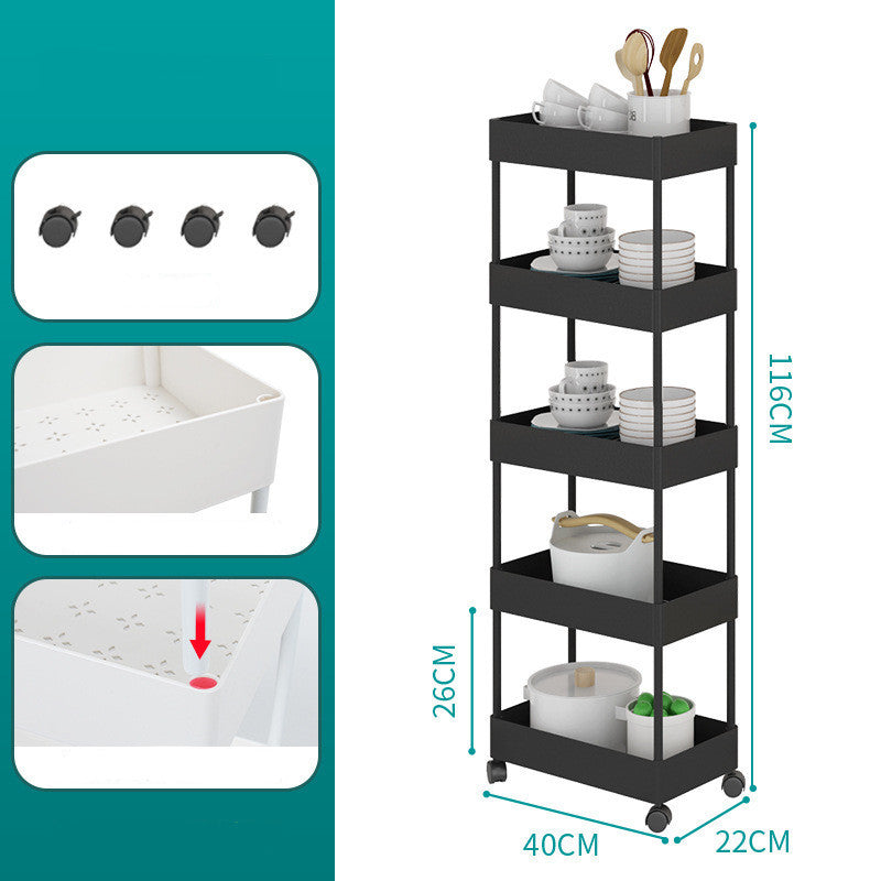 Bathroom Kitchen Mobile Trolley Storage Rack