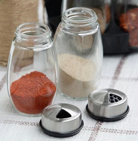 Pepper and Salt Cruet Glass Kitchen Spice Rack Set