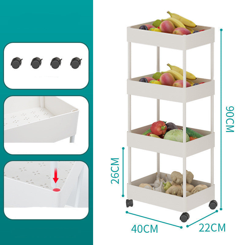 Bathroom Kitchen Mobile Trolley Storage Rack