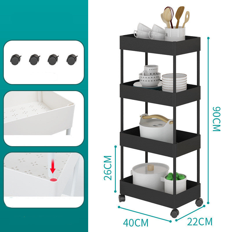 Bathroom Kitchen Mobile Trolley Storage Rack