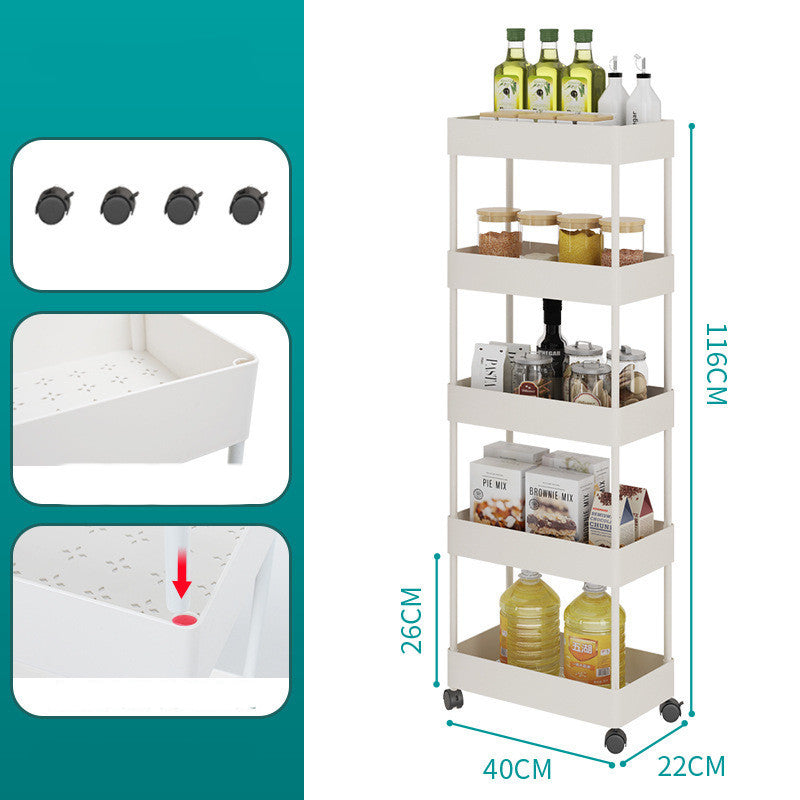 Bathroom Kitchen Mobile Trolley Storage Rack